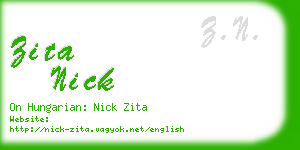 zita nick business card